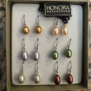 Honora Pearl Drop Earrings in Gold, Pink, Silver, Green, and Brown